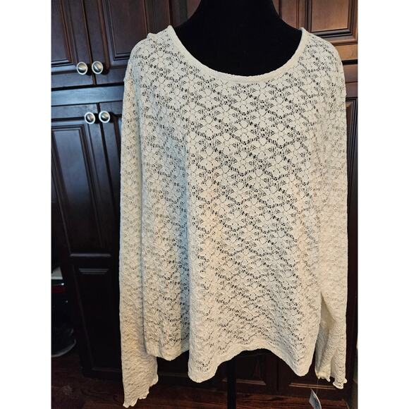 NWT WILDFLOWER WHITE LONG SLEEVE LACE TOP SIZE 3X - Picture 1 of 8
